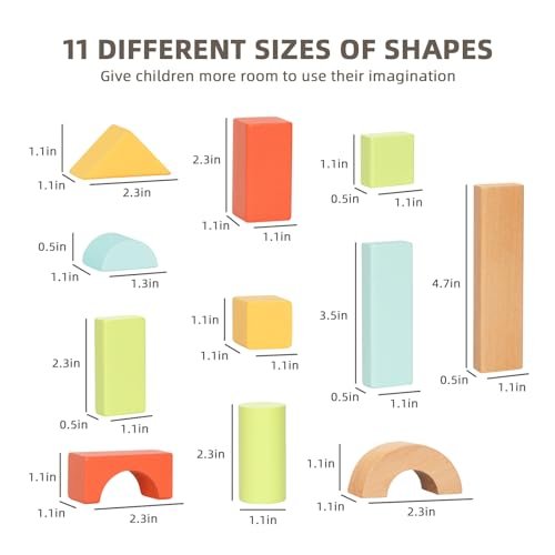 100pcs Building Blocks for Toddlers 1-3, Wooden Blocks for Kids with Storage Bucket and Shape Sorter Lid, Montessori Toys for 1 2 3 Year Old, Learning Toys for Preschool Girls and Boys