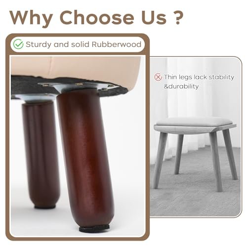 13in Small Foot Stool Ottoman, Round Faux Leather Foot Rest for Couch, Under Desk Pouf Footstool Footrest with Non-Skid Rubber Legs for Ling Room, Bedroom, 13''L x 13''W x 10.2''H, Beige