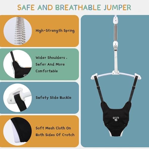 2 in 1 Baby Jumper with Toddler Swing, Baby Jumpers and Bouncers,Indoor Outdoor Toddler Swing Set, Cotton, White
