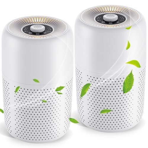 2 Pack YARIKI Air Purifiers for Bedroom with Essential Oil Diffuser,Small Air Purifier with Nightlight Speed Control,24dB Low Noise for Better Sleep,For Home Pet Room Apartment Kitchen,P60 (White)