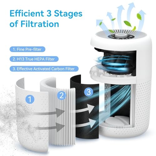2 Pack YARIKI Air Purifiers for Bedroom with Essential Oil Diffuser,Small Air Purifier with Nightlight Speed Control,24dB Low Noise for Better Sleep,For Home Pet Room Apartment Kitchen,P60 (White)