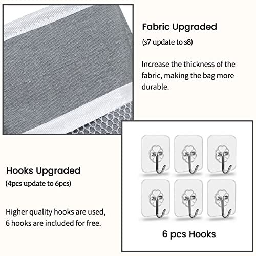 2pcs 3-pockets Large Wall Hanging Organizer Bag, Linen Fabric Door Hanging Storage Baskets with Pockets, Waterproof Bin for Kitchen, Bedroom, Office, RV Camper (Gray_2pcs)