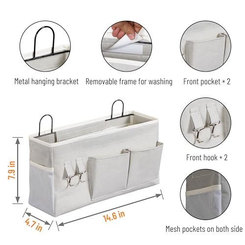 2pcs Large Wall Hanging Storage Bag, Door Closet Linen Fabric Pockets Organizer, Waterproof Multi Functional for Living Room Bedroom Bathroom Kitchen Office RV Camper with Hooks Grey