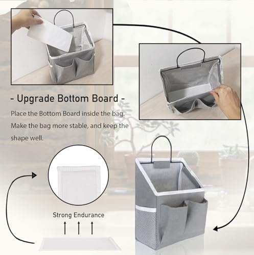 2pcs Small Wall Hanging Baskets for Organizing, Wall Hanging Storage Bag as Over the Door Organizer, Wall File Organizer, Rv Storage and Organization. For Bedroom, Office, Camper (Gray)