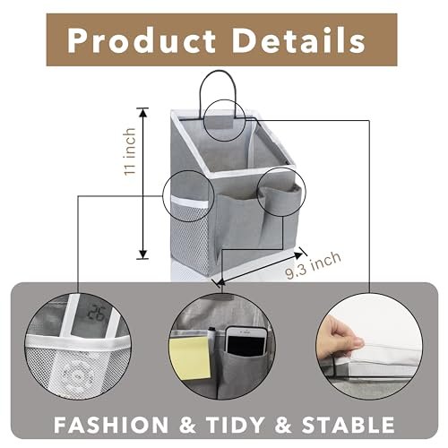 2pcs Small Wall Hanging Baskets for Organizing, Wall Hanging Storage Bag as Over the Door Organizer, Wall File Organizer, Rv Storage and Organization. For Bedroom, Office, Camper (Gray)