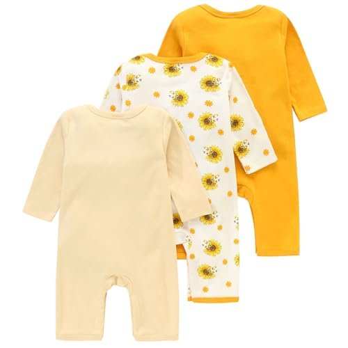3-Pack Baby Footless Rompers, Infant Cotton Coveralls Onesie Jumpsuit for Boys Girls