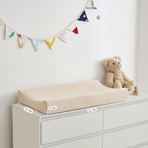 3 Pack Muslin Changing Pad Cover for Baby Girls Boys - Ultra Soft Changing Table Cover Diaper Changing Pad Sheets, 100% Cotton(Ginkgo, Beige, Brick Red)