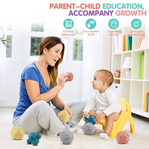 4 Pack Sensory Balls for Baby,Baby Balls Easy Grape Soft Textured Ball Set,Infant Squeeze Sensory Toys,Sensory Exploration Toys Gift for 6-12 Months