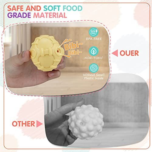 4 Pack Sensory Balls for Baby,Baby Balls Easy Grape Soft Textured Ball Set,Infant Squeeze Sensory Toys,Sensory Exploration Toys Gift for 6-12 Months