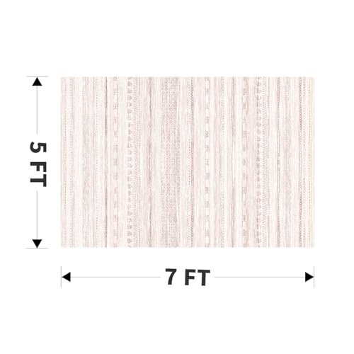 5x7 Pink Area Rugs for Living Room Machine Washable Rug Distressed Girls Nursery Rug Indoor Carpet Neutral Moroccan Boho Rug Ultra Soft Area Rug for Bedroom Dining Room Playroom Office