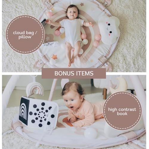 6-in-1 XL Play Mat & Play Gym, Baby Gym, Baby Activity Gym, Sensory Exploration and Motor Skill Development Toys (Blush)