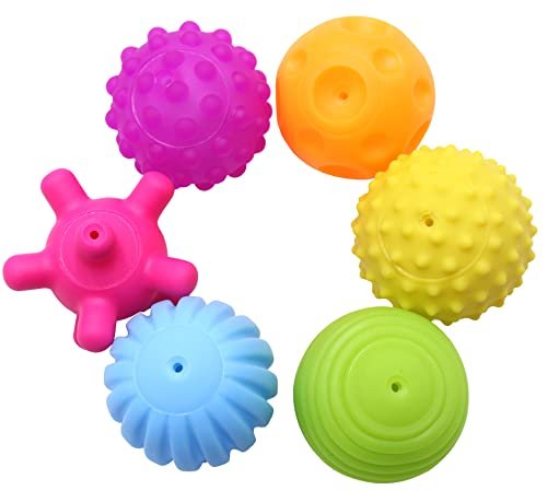6 Pack Sensory Balls for Kids, Soft & Textured Massage Balls Set Develops Kid's Tactile Senses