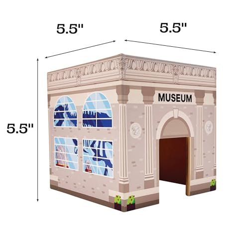 6 Wooden Stacking City Buildings - Nesting Community Helpers Building Boxes - Wood Sorting Cubes Town Play Set for Mats, Toy Cars and Trains - Educational Preschool Track Accessories Learning Toddler