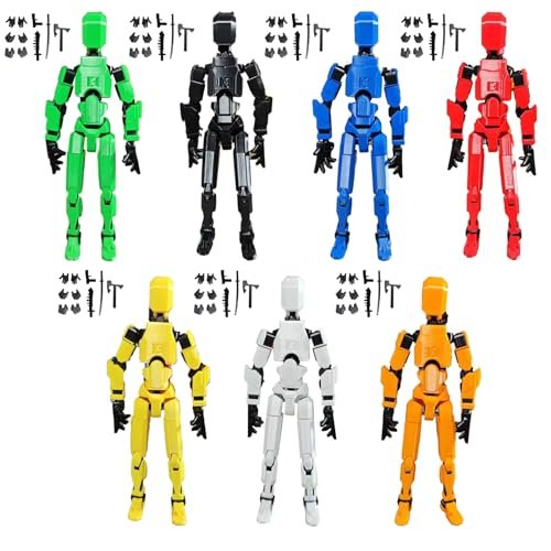 7PCS Lucky 13 Action Figures - (Assembly Completed) Titan 13 Action Figure, T13 Action Figure 3D Printed Multi-Jointed Movable,Desktop Decorations for Action Figures for Game Lovers (7PCS)