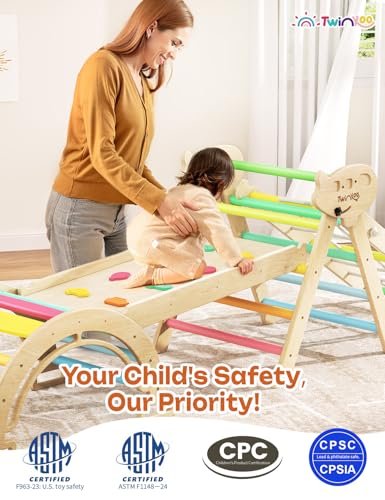 8 in 1 Pikler Triangle Set, Foldable Toddler Baby Climbing Toys, Solid Wooden Montessori Climbing Set, Baby Climber Indoor Playground Jungle Gym for Toddlers Montessori Toys