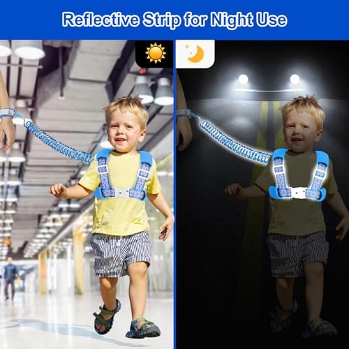 Accmor 3 in1 Toddler Harness Leash, Reflective Kid Harness with Anti Lost Wrist Link, Harness Leash for Toddlers, Child Walking Harness Kids Leash Wristband Rope Belt with Lock for Baby Boys Girls