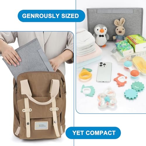 Accmor Portable Diaper Changing Pad, Waterproof Baby Changing Mat, Baby Diaper Changing Pad for Travel, Grey