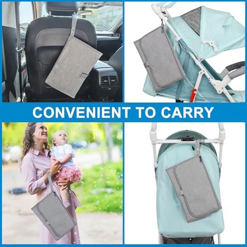Accmor Portable Diaper Changing Pad, Waterproof Baby Changing Mat, Baby Diaper Changing Pad for Travel, Grey