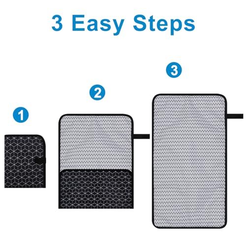 Accmor Portable Diaper Changing Pad, Waterproof Baby Changing Mat, Foldable Portable Travel Changing Pads for Baby, Black
