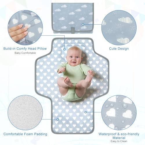 Accmor Portable Diaper Changing Pad, Waterproof Baby Changing Mat, Foldable Travel Diaper Changing Pads for Baby, Baby Essentials Shower Registry Gifts