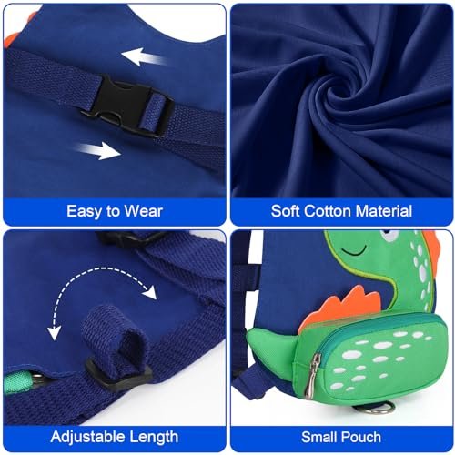 Accmor Toddler Leash Harness, 2 Pack Cute Dinosaur Kids Leash Harness + Anti Lost Wrist Link, Mini Child Walking Harness Wristband Assistant Strap Belt for Baby Boys Girls to Outdoor Travel