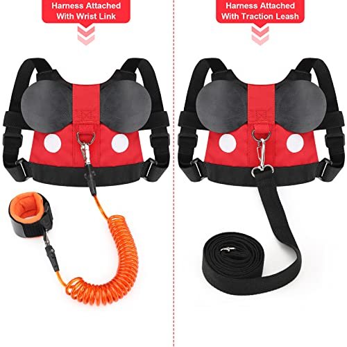 Accmor Toddler Leash Harness, Child Harness Baby Leash + Anti-Lost Wrist Link, Cute Kids Harness with Walking Assistant Strap Belt Tether for 1-5 Years Boys and Girls to Zoo or Mall