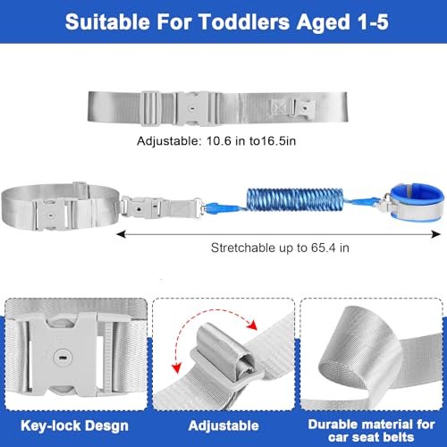 Accmor Toddler Leash with Reflective Baby Anti Lost Wrist Link, 2 in 1 Kids Walking Harnesses Belt Leashes with Key Lock for Boys Age 1-4, Keep Child Close Wristband Rope Tether for Outdoor Travel