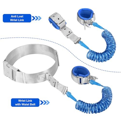 Accmor Toddler Leash with Reflective Baby Anti Lost Wrist Link, 2 in 1 Kids Walking Harnesses Belt Leashes with Key Lock for Boys Age 1-4, Keep Child Close Wristband Rope Tether for Outdoor Travel