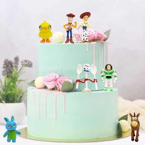 Action Figures Toys Set, 1.5-2.3 inches Tall Action Figures with Woody, Buzz and Jessie,Toy Anime Figurines Characters (7 Pack)