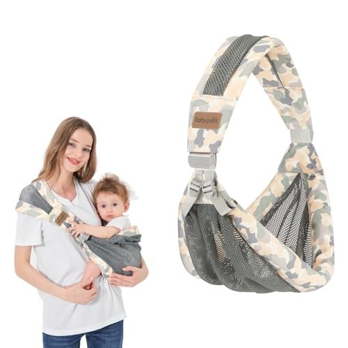 Adjustable One Shoulder Baby Carrier for Infant, Lightweight Breathable Mesh Baby Hip Carrier Portable Baby Carrier Sling for Newborn to Toddler Girl and Boy 6-40 lbs (Green)