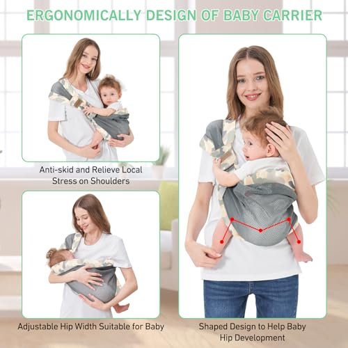 Adjustable One Shoulder Baby Carrier for Infant, Lightweight Breathable Mesh Baby Hip Carrier Portable Baby Carrier Sling for Newborn to Toddler Girl and Boy 6-40 lbs (Green)