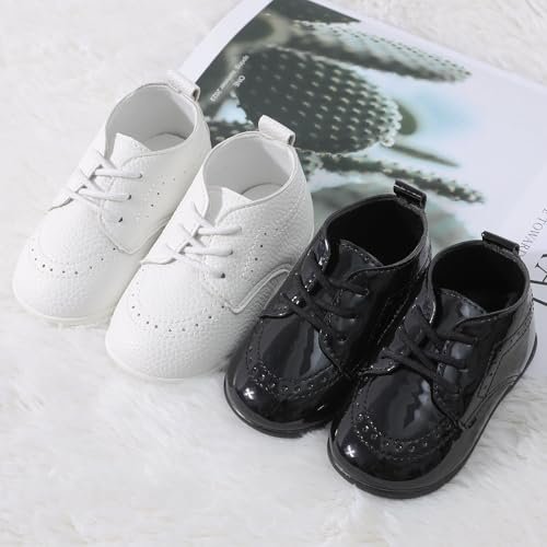 AGJ Baby Boy Dress Shoes Infant Oxford Loafers Wedding PU Leather Rubber Shoes Toddler Girl Flats Walking Shoes Set 3-24 Months