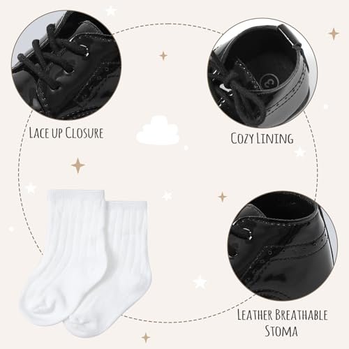 AGJ Baby Boy Dress Shoes Infant Oxford Loafers Wedding PU Leather Rubber Shoes Toddler Girl Flats Walking Shoes Set 3-24 Months