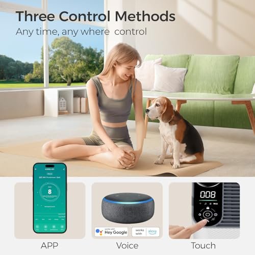 Air Purifiers for Home Large Room, Air Purifiers for Bedroom with Humidifier (100mL), Smart WiFi, Air Quality Monitor, Quite Sleep Mode, Pet Air Purifier for Odor, Dust, Smoke, 19 x 15 x 7, White