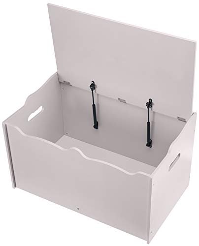Amazon Basics Kids Toy Box, Wooden Organizer Storage Chest, Gray, 30" x 18" x 19"