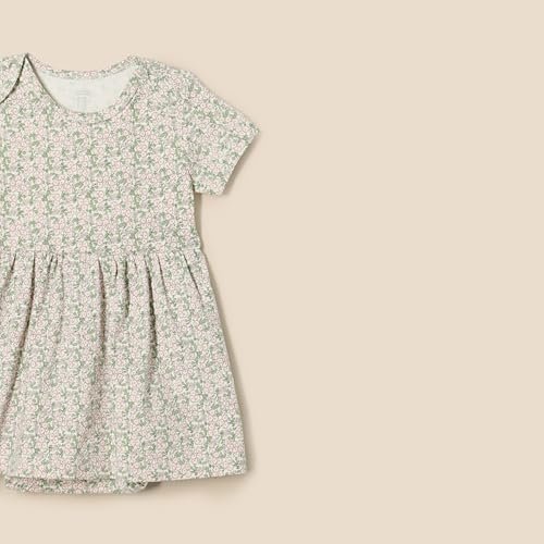 Amazon Essentials Baby Girls' Short Sleeve Bodysuit Dress, Pack of 3