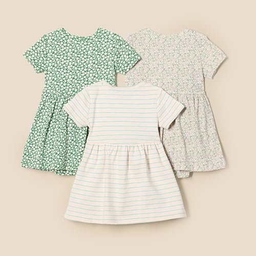 Amazon Essentials Baby Girls' Short Sleeve Bodysuit Dress, Pack of 3