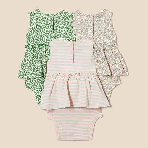 Amazon Essentials Baby Girls' Sleeveless Bodysuit Dress, Pack of 3