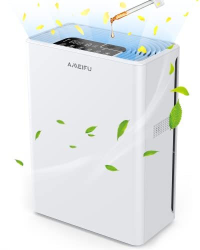 AMEIFU Air Purifiers for Home Large Room up to 2300sq.ft, H13 True Hepa Air Purifiers for Pets Hair, Dander, Smoke, Pollen, 3 Fan Speeds, 5 Timer Air Cleaner