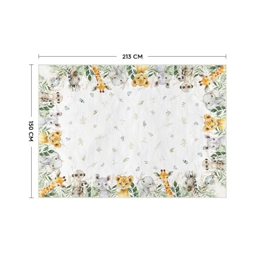 Artoid Mode Animals Elephant Giraffe Baby Shower Area Rug, Spring Birthday Home Decor Low-Profile Washable Area Rugs for Entryway Bedroom Living Room Laundry Room Indoor 5x7 Feet