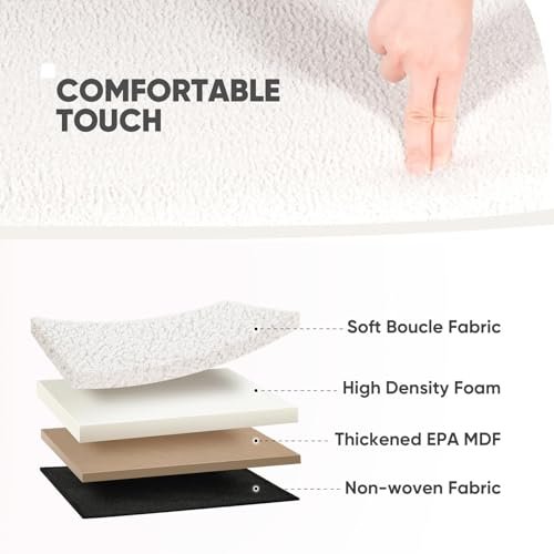 B FSOBEIIALEO Ottoman with Storage for Living Room, Sherpa Folding Storage Ottoman Foot Rest, 30 Inches Collapsible Bedroom Bench Cream White