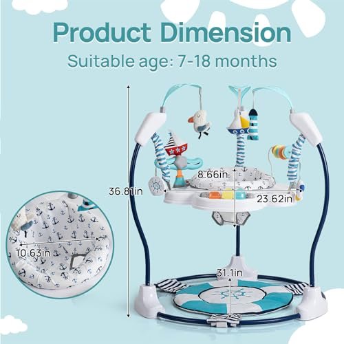 Baby Activity Center Jumper Interactive Activity Jumper Play Center with Infant Toys, 360° Rotating Seat