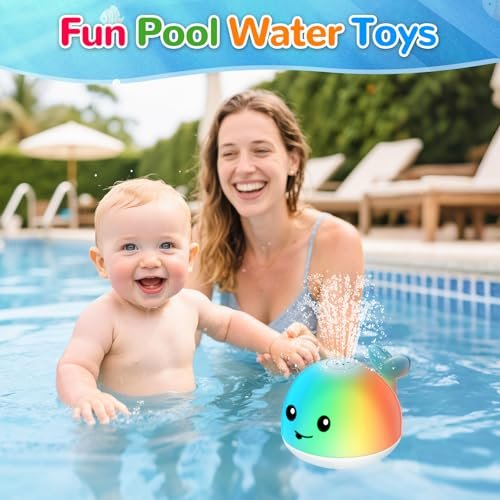 Baby Bath Toys, Light Up Whale Sprinkler for Babies 6-12 12-18 Months, Kids 1-3 2-4, Pool Water Table Toys, Toddler Fountain Bathtub Toys for Boys Girls Birthday Gifts