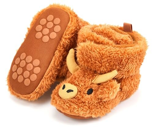 Baby Booties Highland Cow Baby Shoes Animal Unisex Newborn Infant Slippers for Toddler Infant Boy Girl