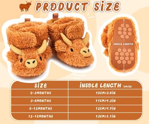 Baby Booties Highland Cow Baby Shoes Animal Unisex Newborn Infant Slippers for Toddler Infant Boy Girl