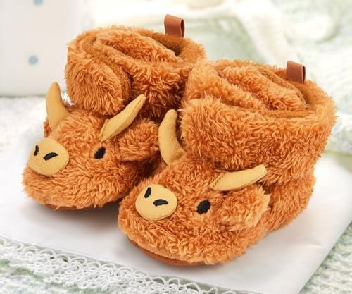 Baby Booties Highland Cow Baby Shoes Animal Unisex Newborn Infant Slippers for Toddler Infant Boy Girl