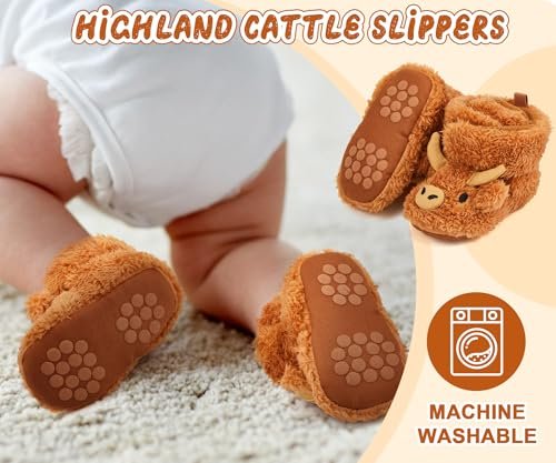 Baby Booties Highland Cow Baby Shoes Animal Unisex Newborn Infant Slippers for Toddler Infant Boy Girl