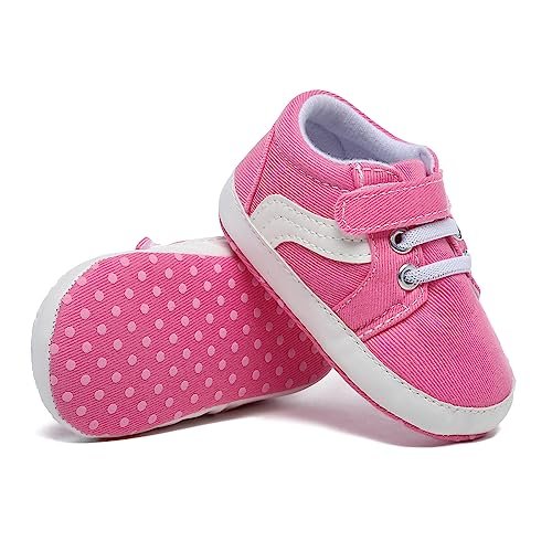 Baby Boys Girls Canvas Sneakers Toddler Non-Slip Soft Sole Newborn Infant Lightweight First Walker Crib Shoes for 0-18 Months