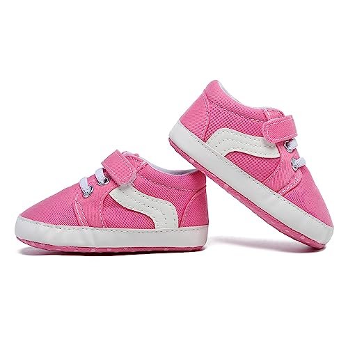 Baby Boys Girls Canvas Sneakers Toddler Non-Slip Soft Sole Newborn Infant Lightweight First Walker Crib Shoes for 0-18 Months