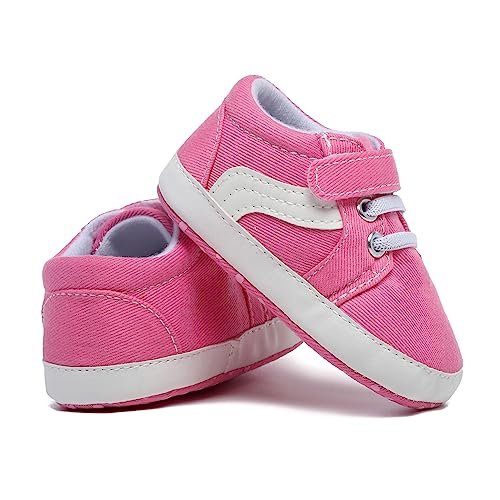 Baby Boys Girls Canvas Sneakers Toddler Non-Slip Soft Sole Newborn Infant Lightweight First Walker Crib Shoes for 0-18 Months
